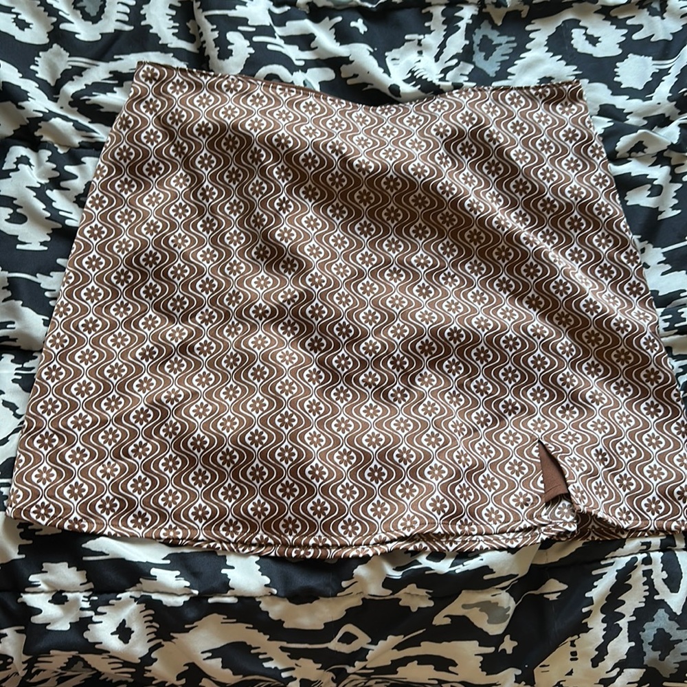 brown silk mini skirt